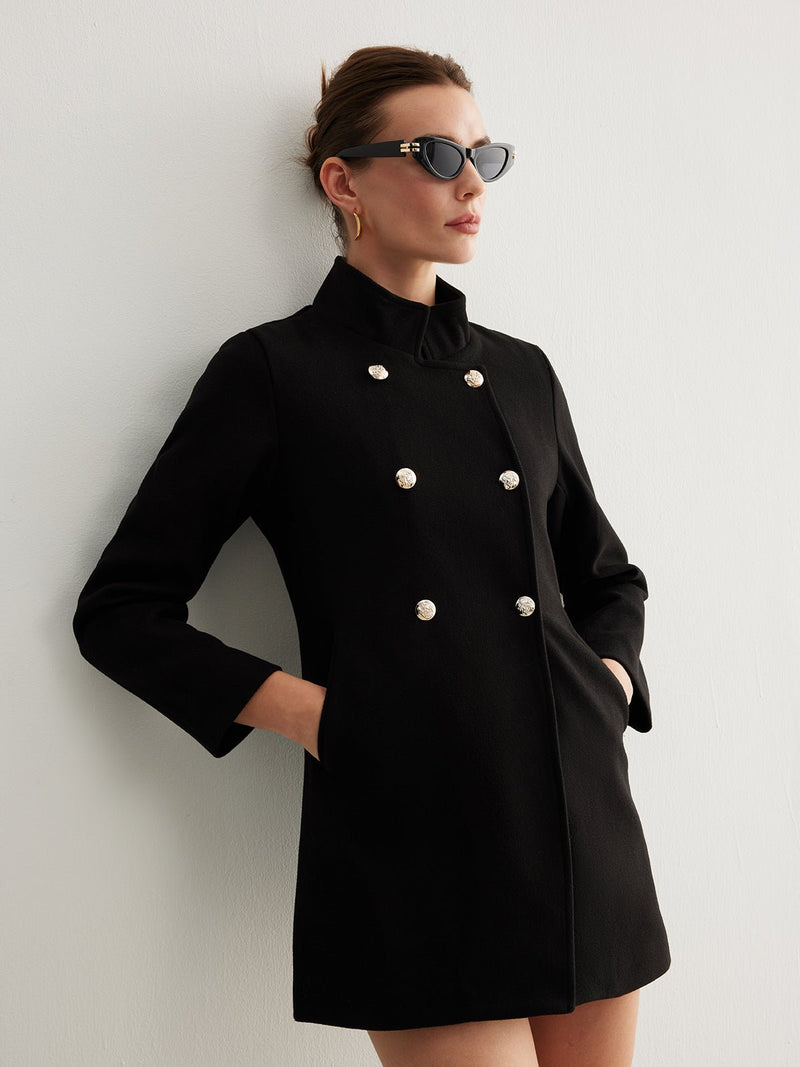 Düz Düğmeli Dik Yaka Blazer - Phentora