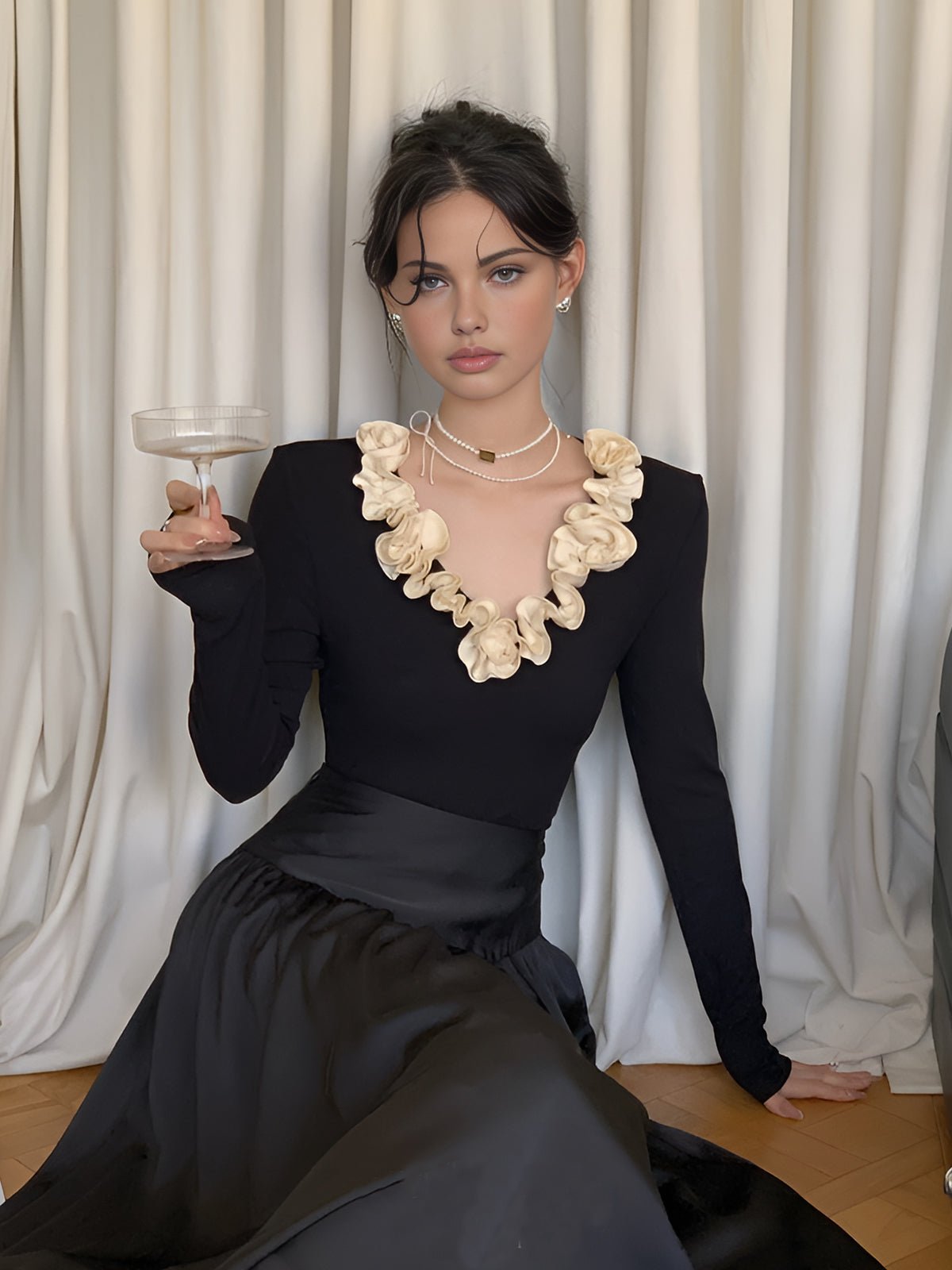 Pamuklu Çiçek Desenli Trim Slim Kesim T - Gömlek - Phentora