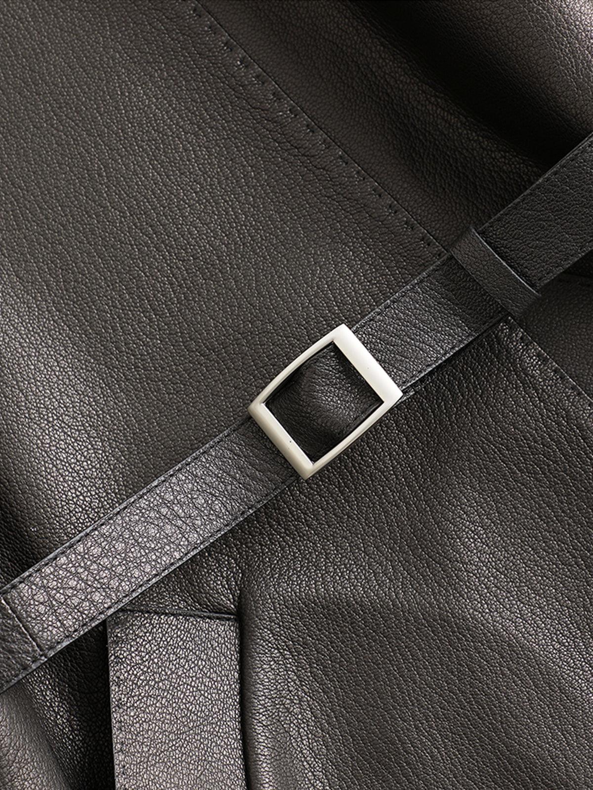 Obsidian Kemerli Deri Blazer - Phentora