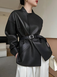Obsidian Kemerli Deri Blazer - Phentora