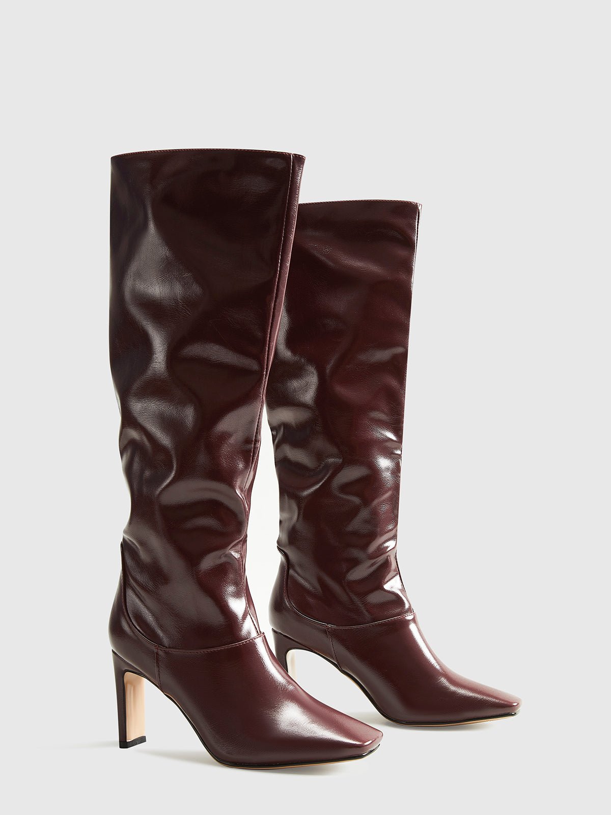Yüksek Üstuklu Kare Burun Diz Üstü Botlar - Phentora