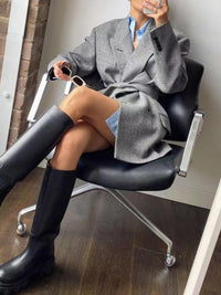 Klasik Houndstooth Bol Kesim Blazer - Phentora