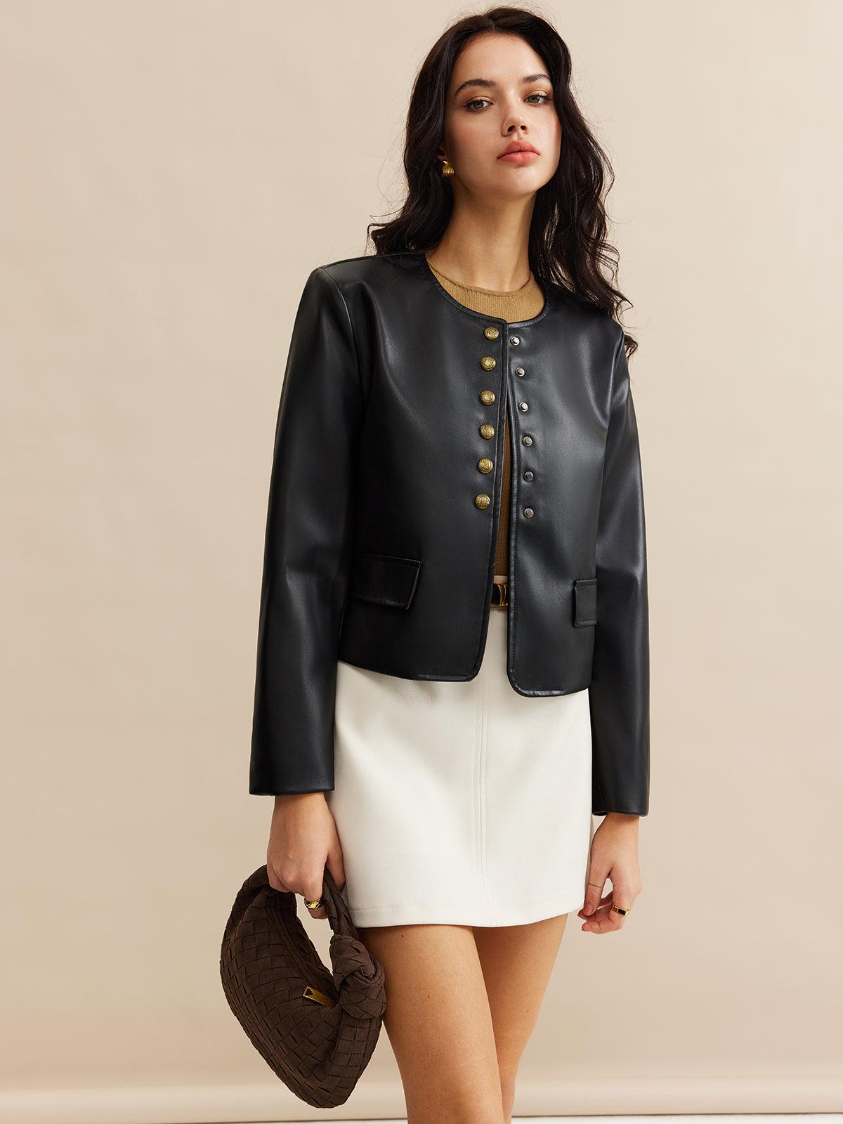 Luxe Elegance Deri Ceket - Phentora
