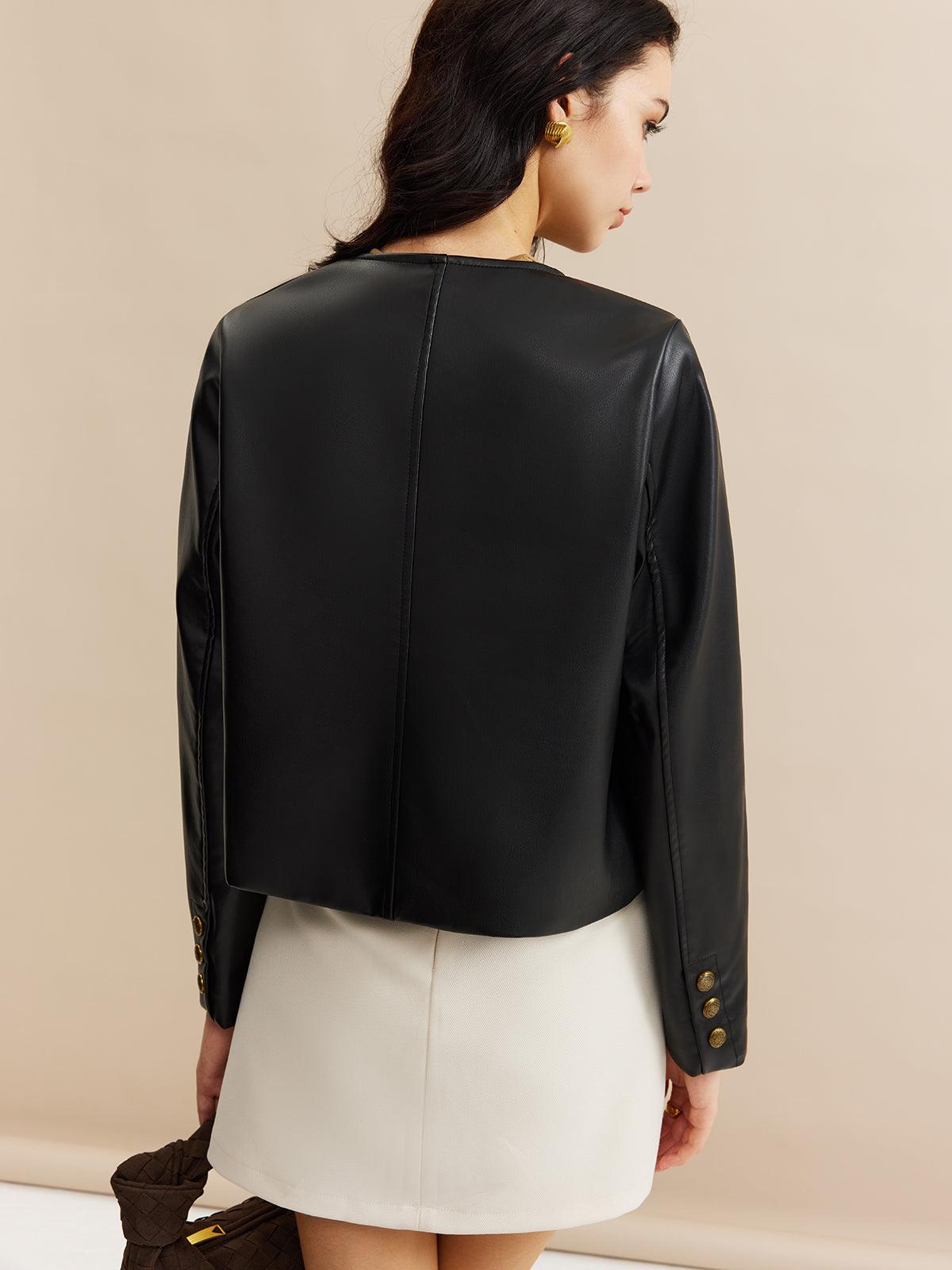 Luxe Elegance Deri Ceket - Phentora