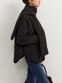 Düz Quilted Düğmeli Winter Kaban With Matching Scarf - Phentora