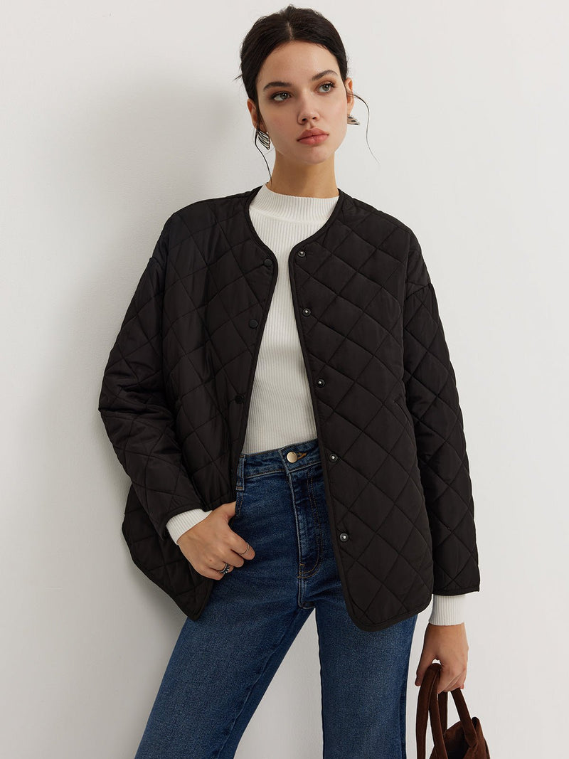 Düz Quilted Düğmeli Winter Kaban With Matching Scarf - Phentora