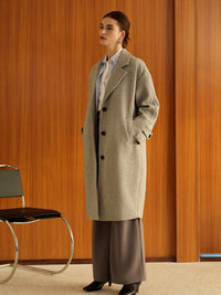 Şık Düz Düğmeli Uzun Palto - Phentora