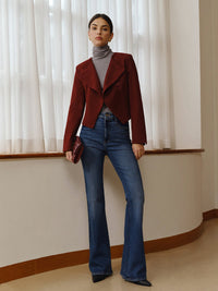 Asimetrik Yaka Kısa Blazer - Phentora