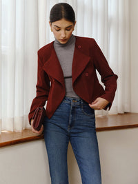 Asimetrik Yaka Kısa Blazer - Phentora