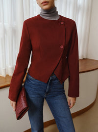 Asimetrik Yaka Kısa Blazer - Phentora