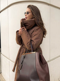 Quilted Uzun Winter Kaban With Belt - Phentora