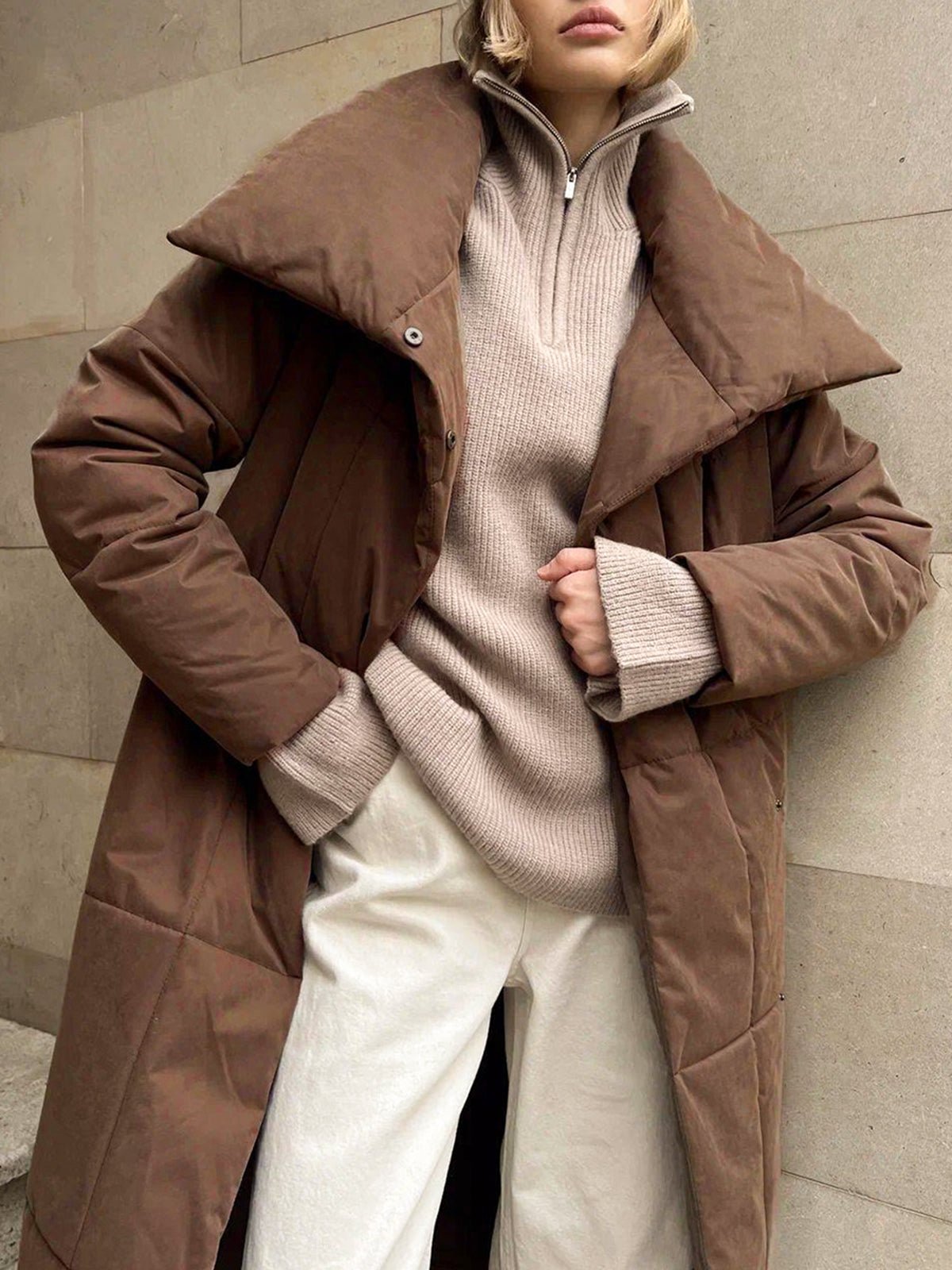 Quilted Uzun Winter Kaban With Belt - Phentora