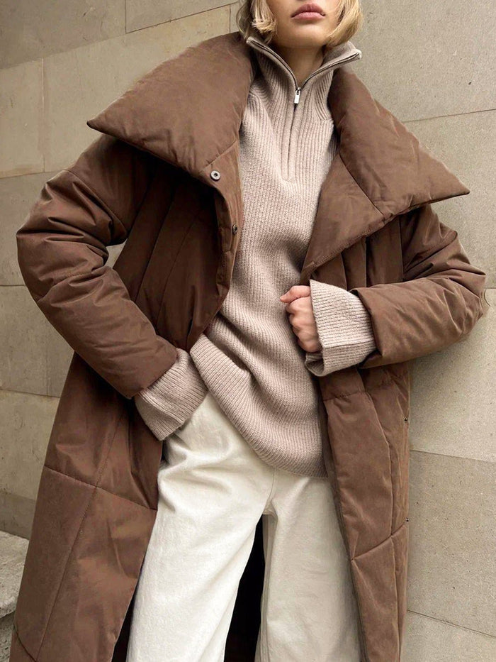 Quilted Uzun Winter Kaban With Belt - Phentora