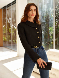 Düğme Detaylı Kısa Tweed Blazer - Phentora