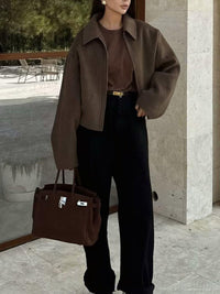 Düz Fermuarlı Tweed Ceket - Phentora