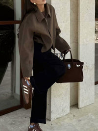 Düz Fermuarlı Tweed Ceket - Phentora