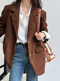Shoulder Pads Corduroy Blazer - Phentora