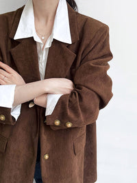 Shoulder Pads Corduroy Blazer - Phentora