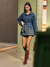 Kemerli Kargo Denim Polo Ceket - Phentora