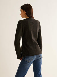 Siyah Kemerli Klasik Blazer Ceket - Phentora