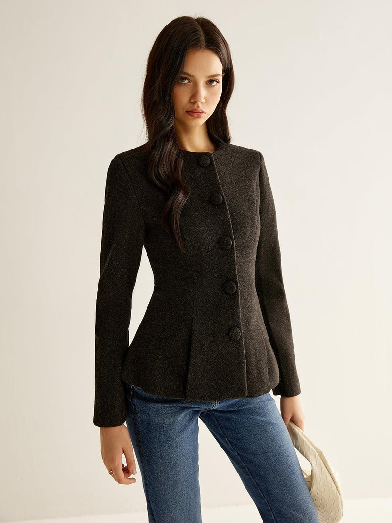 Siyah Kemerli Klasik Blazer Ceket - Phentora