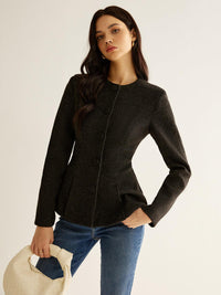 Siyah Kemerli Klasik Blazer Ceket - Phentora