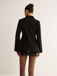 Siyah Kemer Detaylı Blazer Ceket - Phentora
