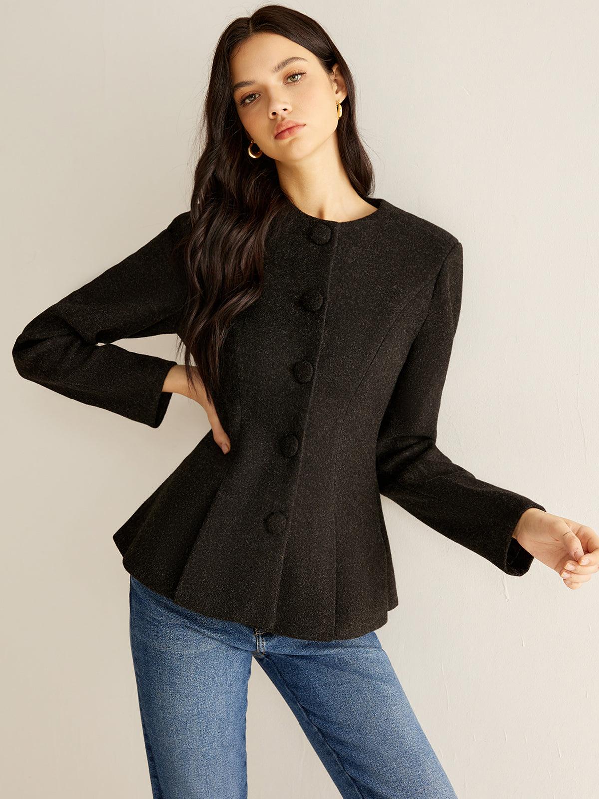 Siyah Kemerli Klasik Blazer Ceket - Phentora