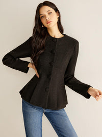 Siyah Kemerli Klasik Blazer Ceket - Phentora