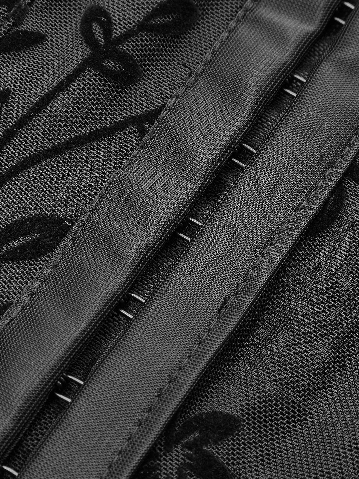 Çiçek Desenli Sheer Tül Structured Korse - Phentora