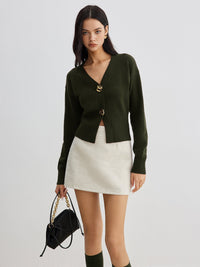 Zarif Metal Düğmeli Kısa Hırka - Phentora