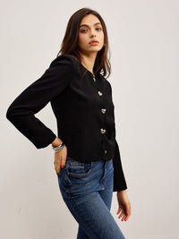 Kalp Düğmeli Normal Kesim Blazer - Phentora