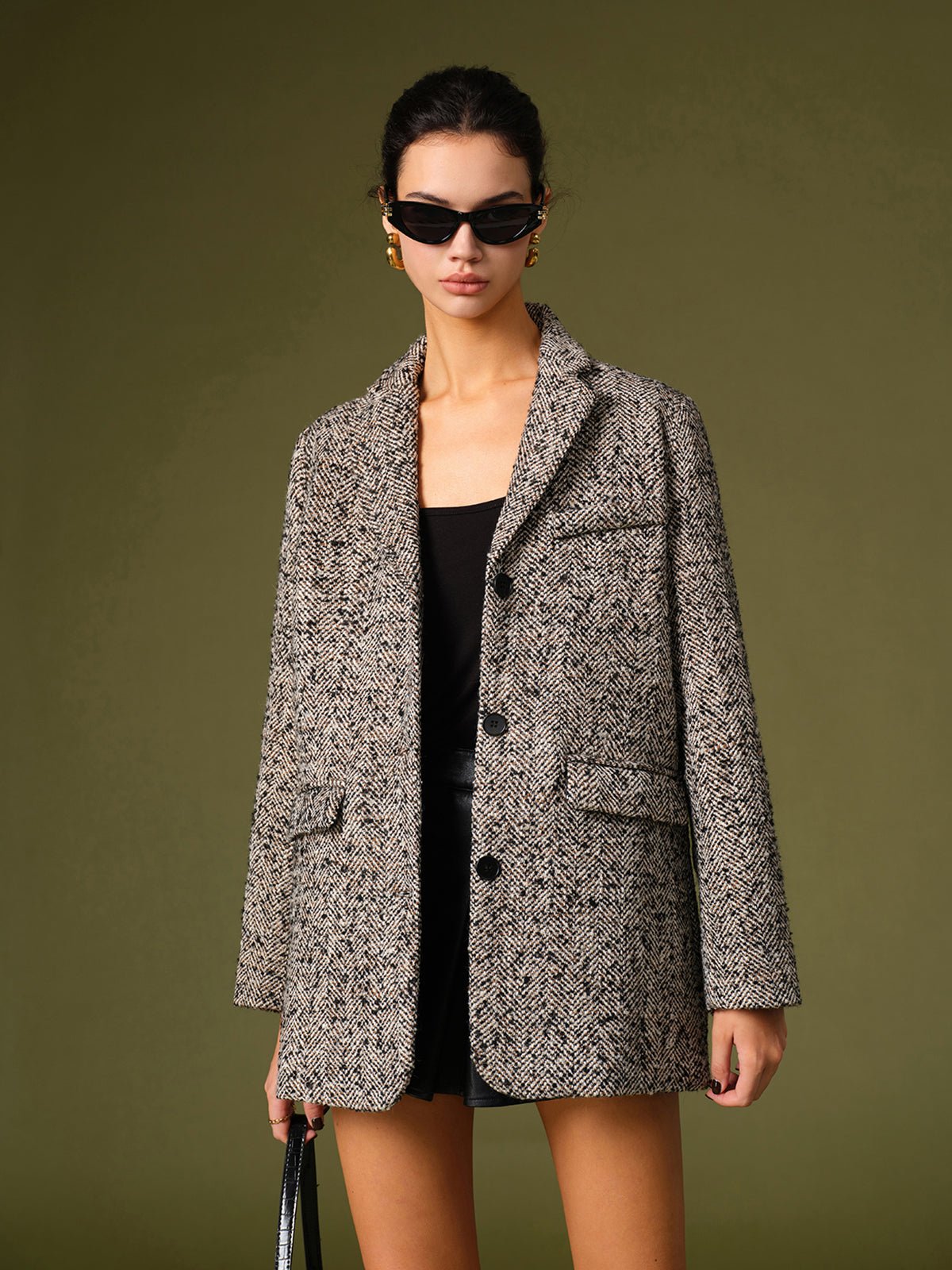 Çizgili Kemerli Blazer Ceket - Phentora