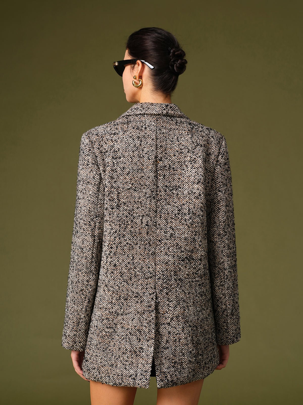 Çizgili Kemerli Blazer Ceket - Phentora