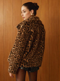 Leopar Desenli Peluş Ceket - Phentora