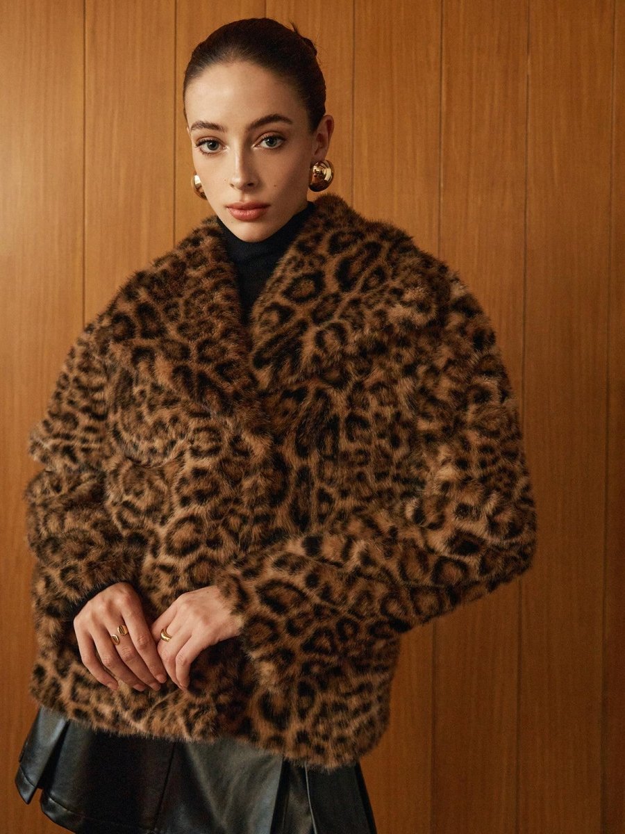 Leopar Desenli Peluş Ceket - Phentora