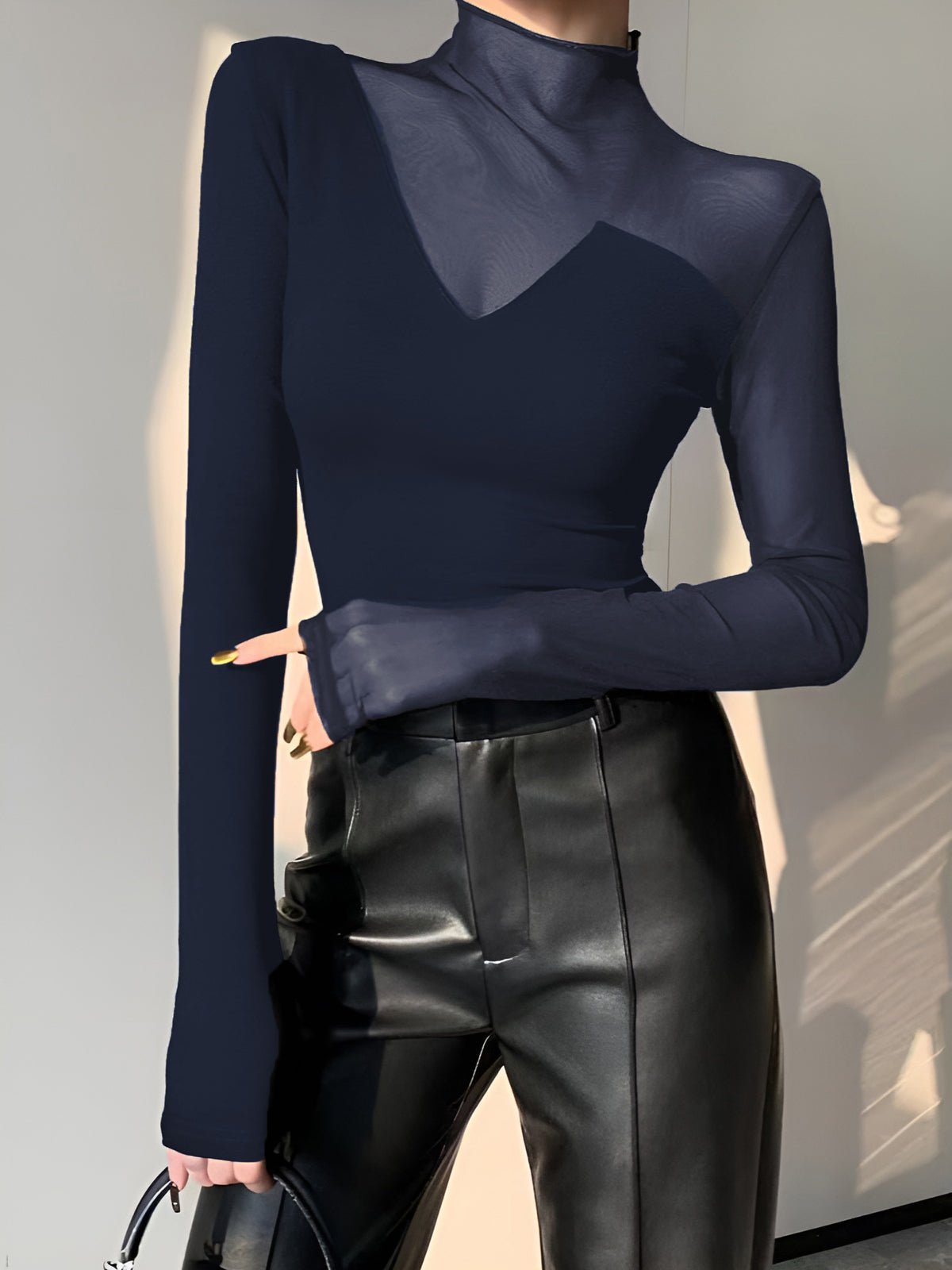 Asymmetrical Sheer Tül Panel T - Gömlek - Phentora