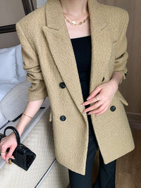 Doku Desenli Tweed Kapitone Blazer - Phentora