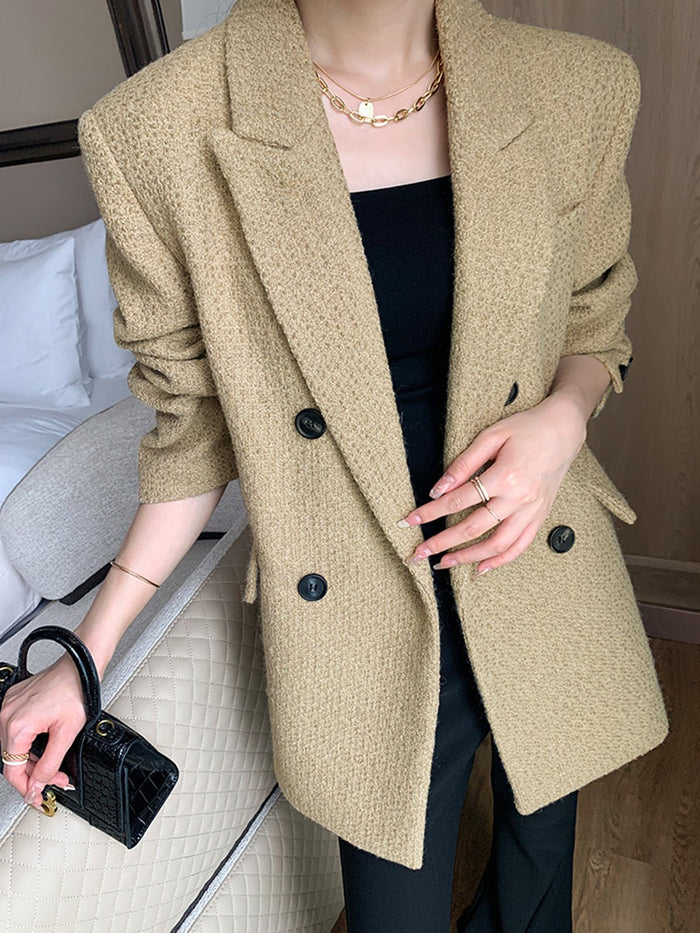 Doku Desenli Tweed Kapitone Blazer - Phentora