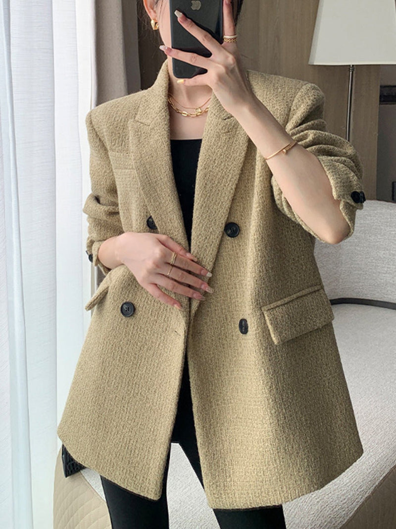 Doku Desenli Tweed Kapitone Blazer - Phentora