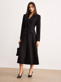 Siyah Uzun Stil Blazer Elbise - Phentora