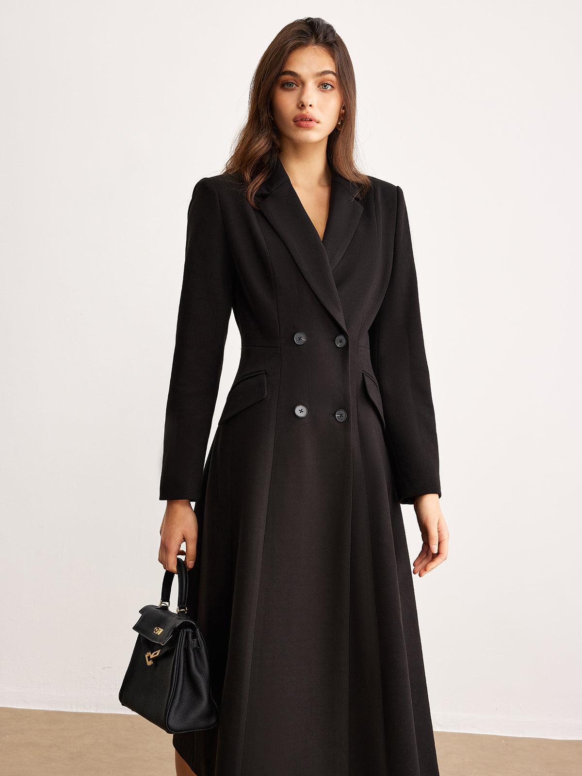 Siyah Uzun Stil Blazer Elbise - Phentora