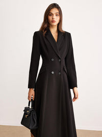 Siyah Uzun Stil Blazer Elbise - Phentora