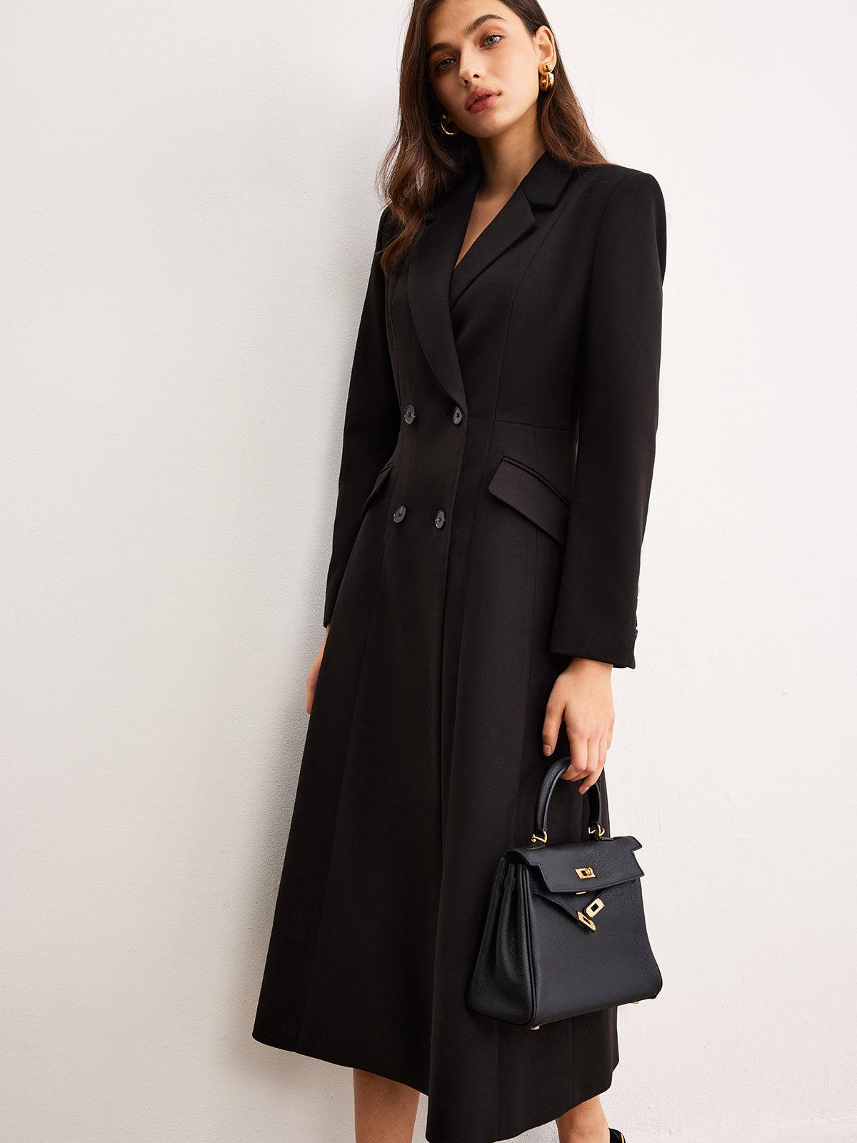 Siyah Uzun Stil Blazer Elbise - Phentora