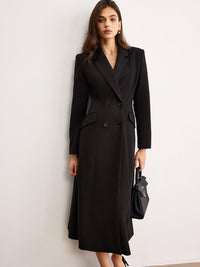 Siyah Uzun Stil Blazer Elbise - Phentora