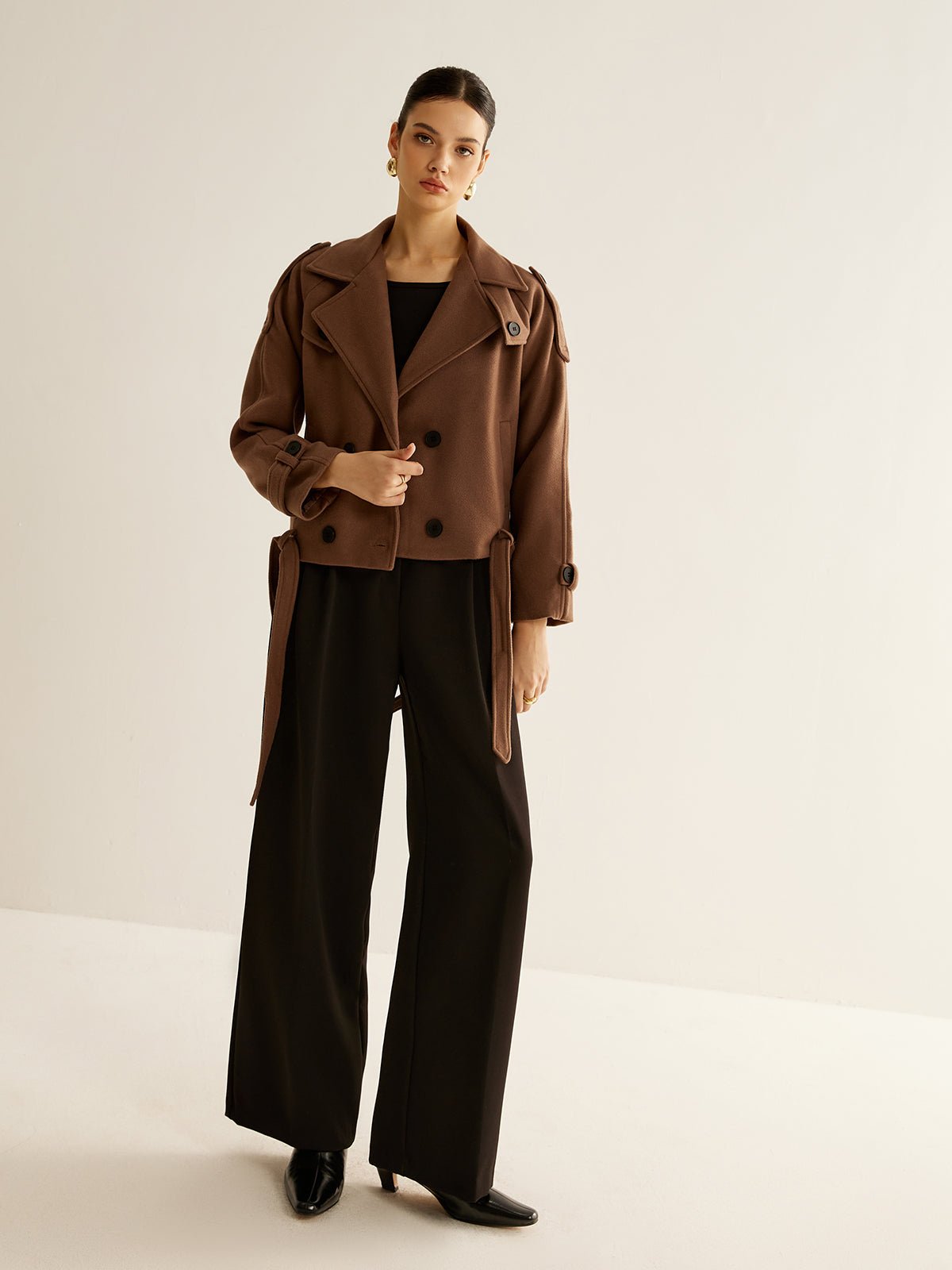 Regular Kemerli Düğmeli Blazer - Phentora