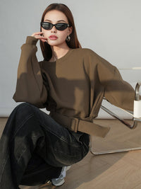 Kemerli Kısa Sweatshirt - Phentora