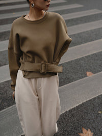 Kemerli Kısa Sweatshirt - Phentora