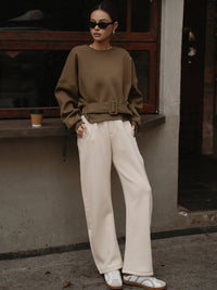 Kemerli Kısa Sweatshirt - Phentora