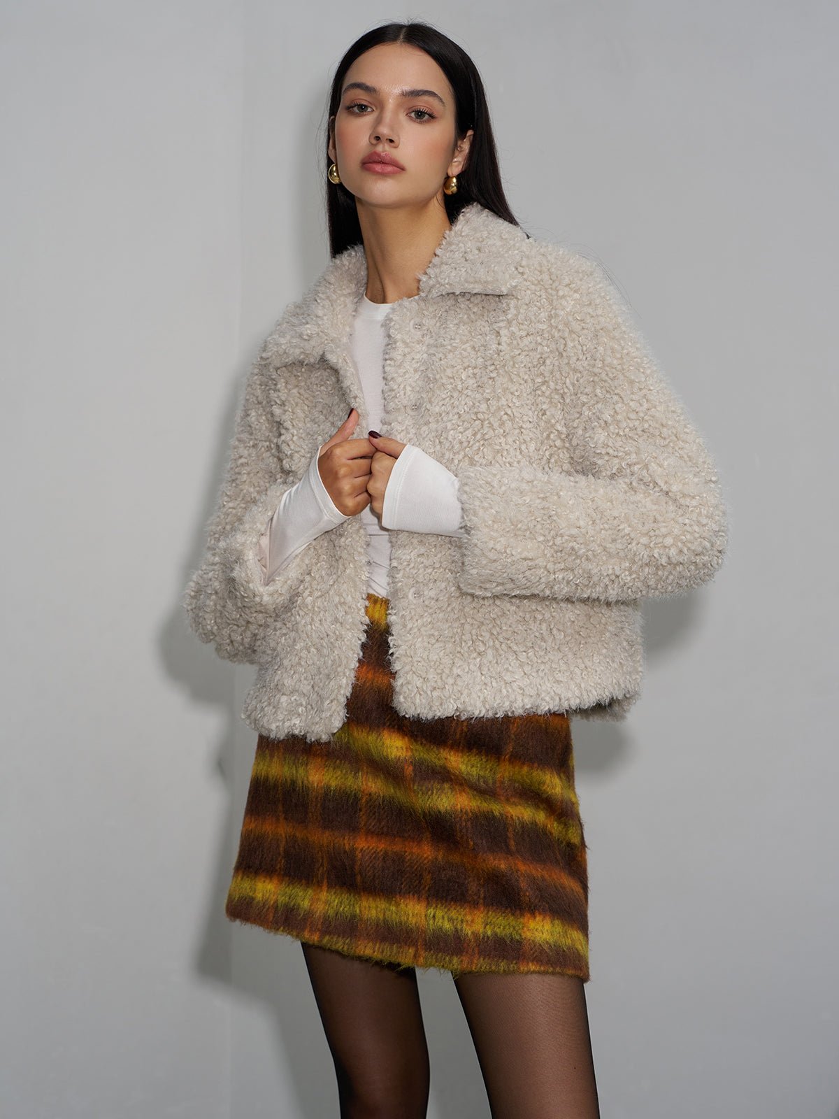 Yaka Fleece Kısa Ceket - Phentora